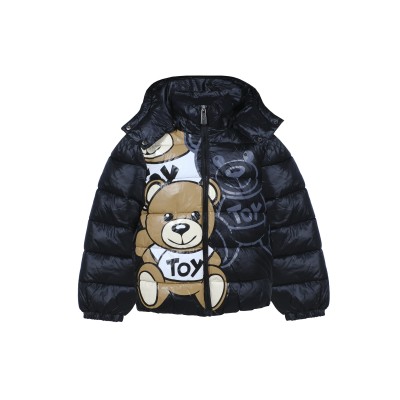 Kids Down Jacket Padded Teddy Bear Toy Black