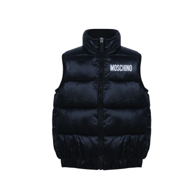 Kids Padded Gilet Black With Teddy Bear Logo White