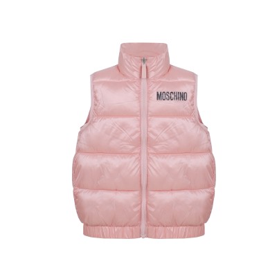 Kids Padded Gilet Sugar Rose With Teddy Bear Logo Black