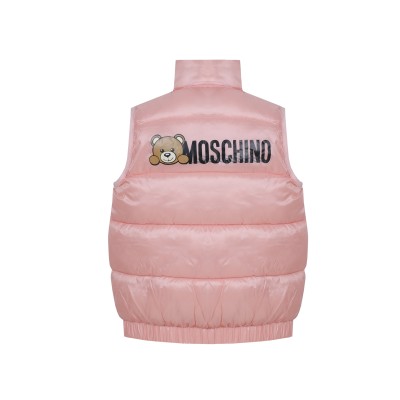 Kids Padded Gilet Sugar Rose With Teddy Bear Logo Black