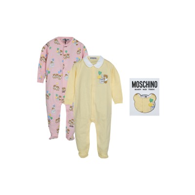 Baby Teddy Ballon Set Fleece Babygrows Yellow Pink