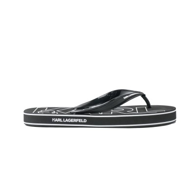 Kosta Logo Thong Sandal in Black Rubber