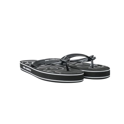 Kosta Logo Thong Sandal in Black Rubber