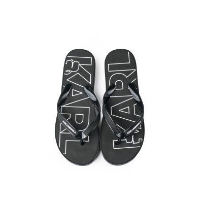 Kosta Logo Thong Sandal in Black Rubber