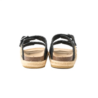 Kamini Bed Double Buckle Karl Black Raffia