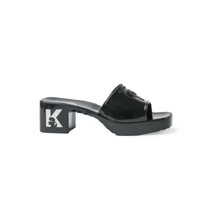 Jelly Blok Heel Ikonic Relief Slide Black Rubber