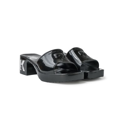 Jelly Blok Heel Ikonic Relief Slide Black Rubber