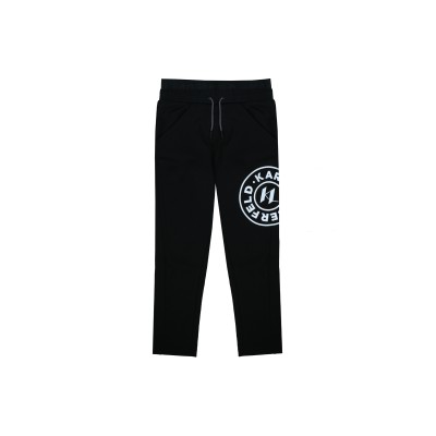 Kids Tracksuit Pants Black Logo White