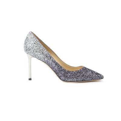 Romy Heel 8.5cm Pump Glitter Navy Silver