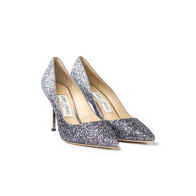 Romy Heel 8.5cm Pump Glitter Navy Silver