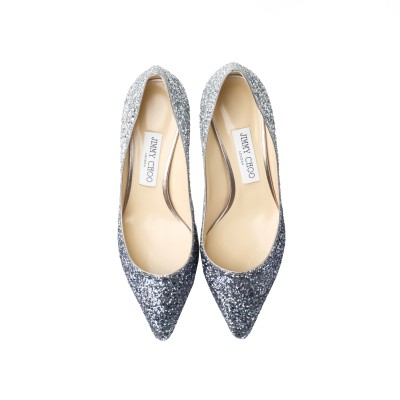 Romy Heel 8.5cm Pump Glitter Navy Silver