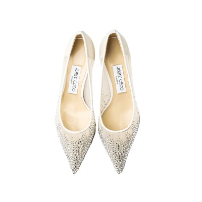 Love 6.5cm Pumps Degrade Crystal Galaxy on Mesh White/Crystal