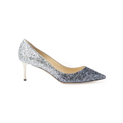 Romy Heel 6cm Pump Glitter Navy Silver