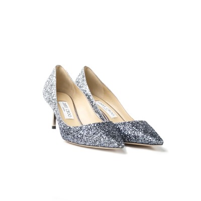 Romy Heel 6cm Pump Glitter Navy Silver