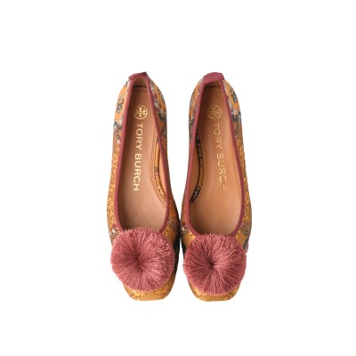 Pom Pom Ballet Jacquard Shoes Rust Flower