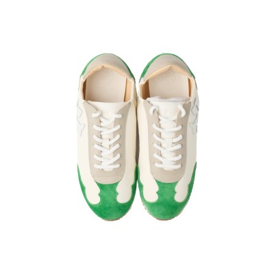 Sneakers Panelled Logo Patch Snow White Green