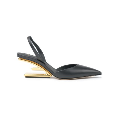 First Leather High Heels 6.5cm Slingback Black