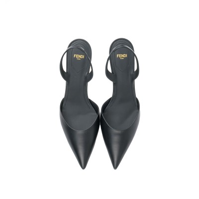 First Leather High Heels 6.5cm Slingback Black