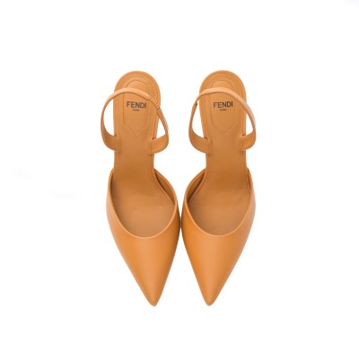 First Leather High Heels 9.5cm Slingback Caramello