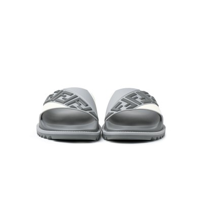 Diagonal FF Embossed Rubber Slides Sandal in Grey/White