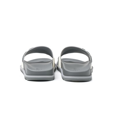 Diagonal FF Embossed Rubber Slides Sandal in Grey/White