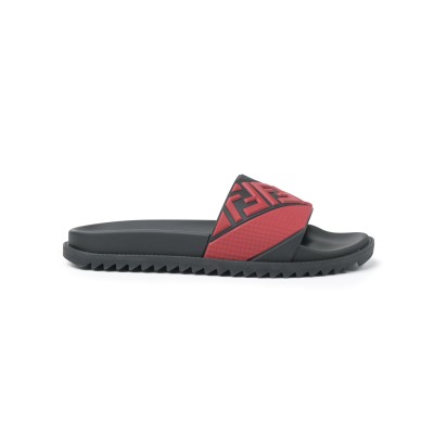 Diagonal FF Embossed Rubber Slides sandal in Black/Red