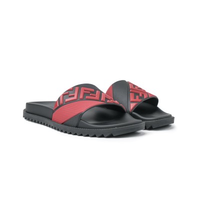 Diagonal FF Embossed Rubber Slides sandal in Black/Red