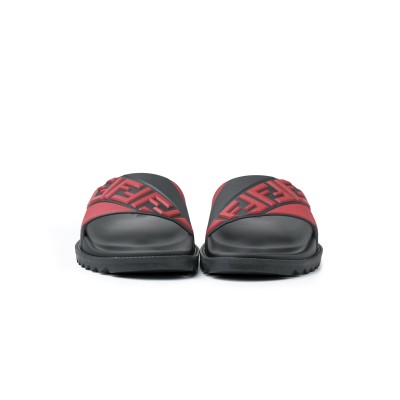 Diagonal FF Embossed Rubber Slides sandal in Black/Red