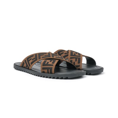 Slide Cross All Over FF Logo in Black/Brown