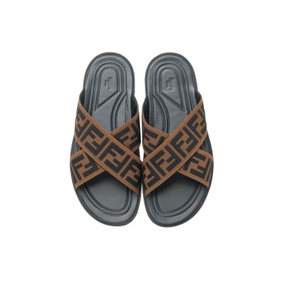 Slide Cross All Over FF Logo in Black/Brown