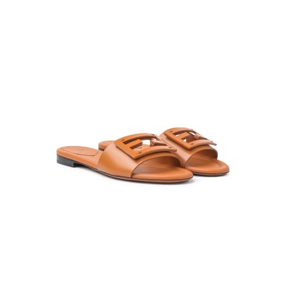 FF Logo Plaque Sandal Brown