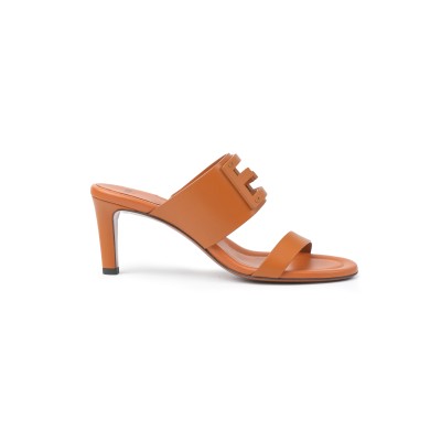 FF Logo Plaque Heel Sandal Brown