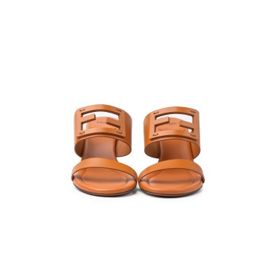 FF Logo Plaque Heel Sandal Brown