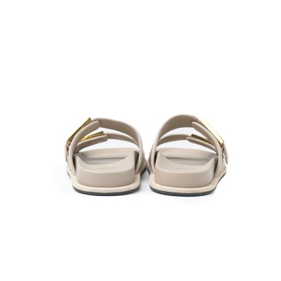 FF Baguette Buckle Jacquard Sandals Beige