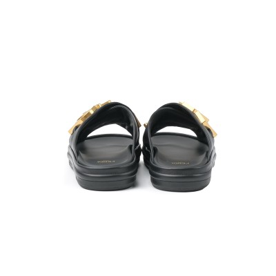 Graphy Leather Slide Black