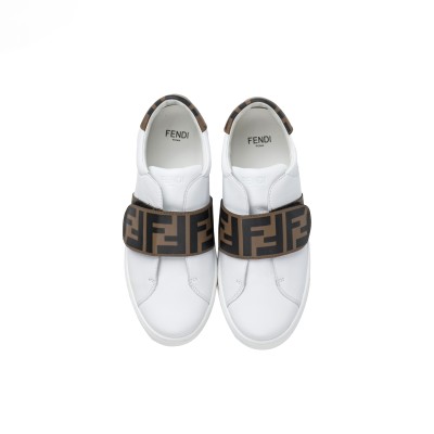 Kids Sneakers FF Monogram White Brown Leather