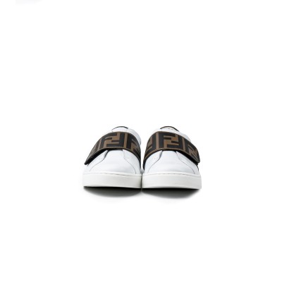 Kids Sneakers FF Monogram White Brown Leather