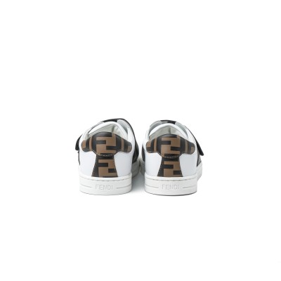 Kids Sneakers FF Monogram White Brown Leather