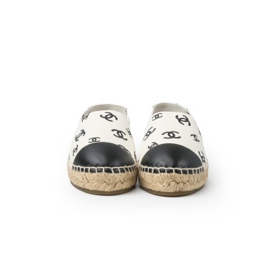 Espadrilles Classic White All Over Logo Black Leather