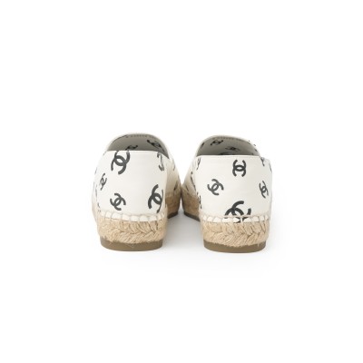 Espadrilles Classic White All Over Logo Black Leather