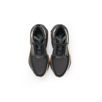 B-Bold Low Top Trainers In Neoprene And Suede Black Gold