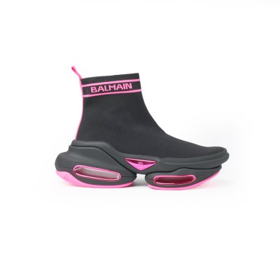 B-Bold High Top Mesh Trainers With Logo Black Pink