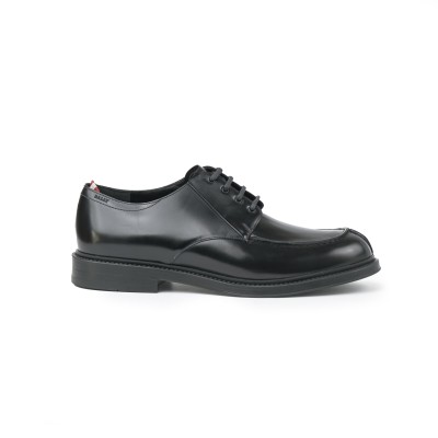 Nievro Leather Derbies In Black Calf Brushed