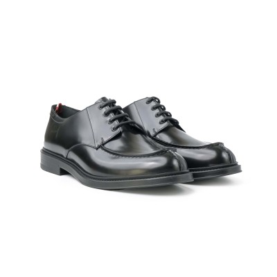 Nievro Leather Derbies In Black Calf Brushed