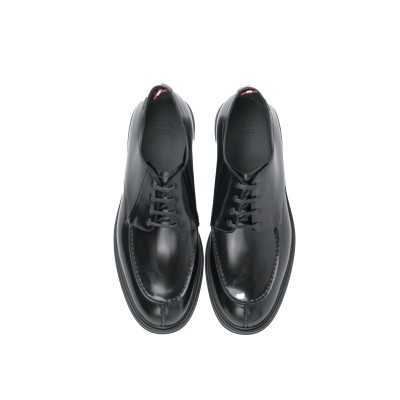 Nievro Leather Derbies In Black Calf Brushed