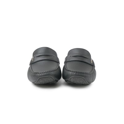 Pavel Loafers Black Leather Logo Silver