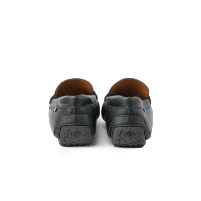 Pavel Loafers Black Leather Logo Silver