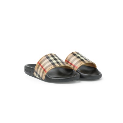 Kids Slide Sandal Vintage Check Archive Beige