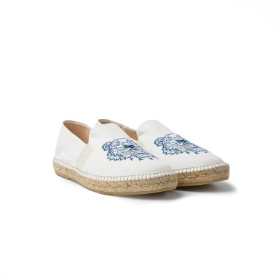 Tiger Espadrilles Elastic White Logo Silver