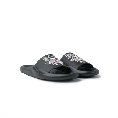 Tiger Pool Slide Sandal Black Logo Pink White